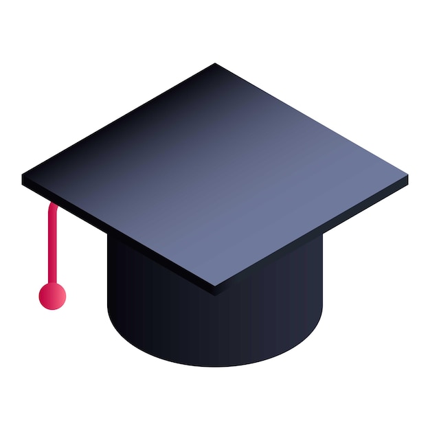Ícone de chapéu graduado isométrico de ícone vetorial de chapéu graduado para web design isolado em fundo branco