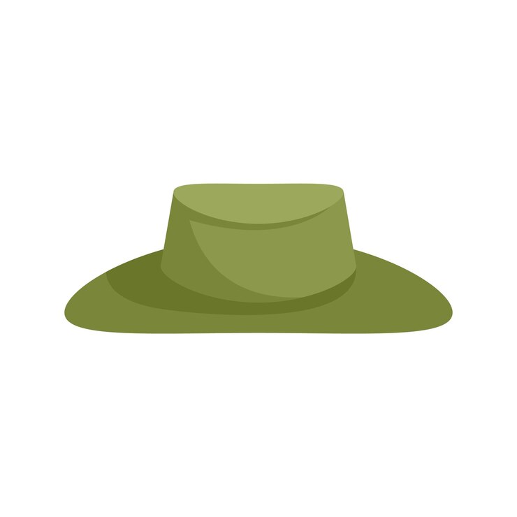 Vetor ícone de chapéu verde caçador ilustração plana do ícone vetor de chapéu verde caçador isolado em fundo branco