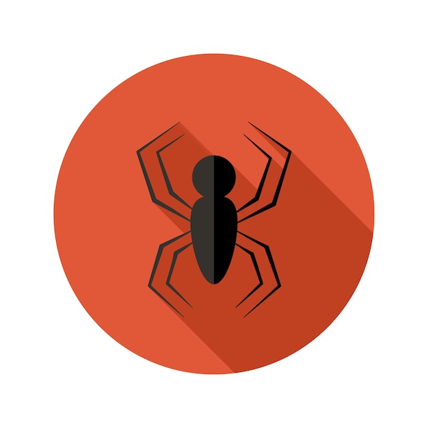 Ícone de círculo plano de halloween spider sobre vermelho. ilustração vetorial