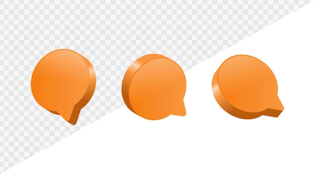 Ícone de comentário 3d ou símbolos de ícones de notificação de bolha de fala de mensagem de bate-papo ilustração de renderização 3d