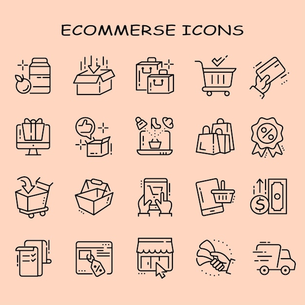 Ícone de compras em linha de comércio eletrónico
