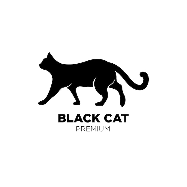 Ícone de conceito de ilustração de avatar de logotipo de design de gato preto