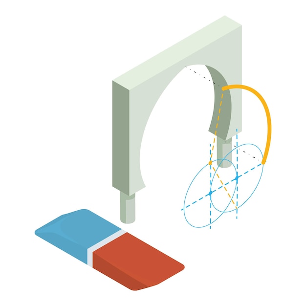 Vetor Ícone de conceito de reconstrução vetor isométrico projeto de arco e borracha de cor dupla design de engenharia de edifícios
