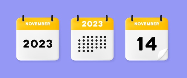 Ícone de conjunto de calendário calendário em um fundo azul com texto de número de 14 de novembro de 2022 14 lembrete conceito de menegement de data ícone de linha vetorial para negócios e publicidade