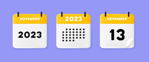 Ícone de conjunto de calendário calendário em um fundo azul com texto de número de treze de novembro de 2022 13 lembrete conceito de menegement de data ícone de linha vetorial para negócios e publicidade