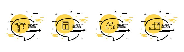 Ícone de conjunto de construção Janela de gancho de guindaste encanamento parede de tijolos de alvenaria Conceito de tecnologia Infográfico linha do tempo com ícones e 4 etapas Ícone de linha vetorial para negócios e publicidade