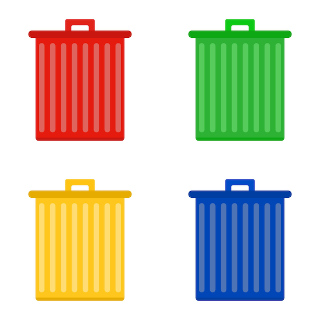 Vetor Ícone de conjunto de cores de lixo ilustração vetorial
