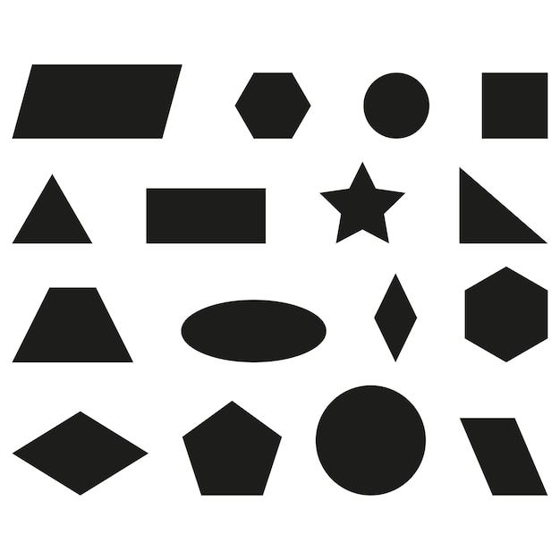 Ícone de conjunto de formas geométricas ícone de figuras de silhueta preta educacional ícone de formas básicas