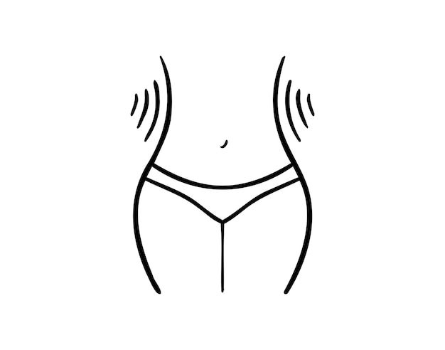 Ícone de contorno de quadril e cintura feminina Linha de figura saudável esbelta Ilustração vetorial isolada Corpo de mulher Estroto fino Ícone de quadris e cintura femininos