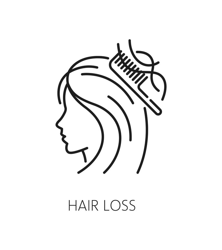 Vetor ícone de contorno de queda de cabelo, cuidados e tratamento capilar
