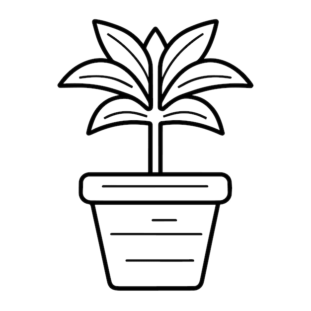 Ícone de contorno de vaso de planta elegante em formato vetorial para desenhos botânicos