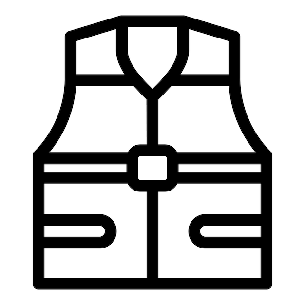 Ícone de contorno preto representando um colete de segurança para o canteiro de obras