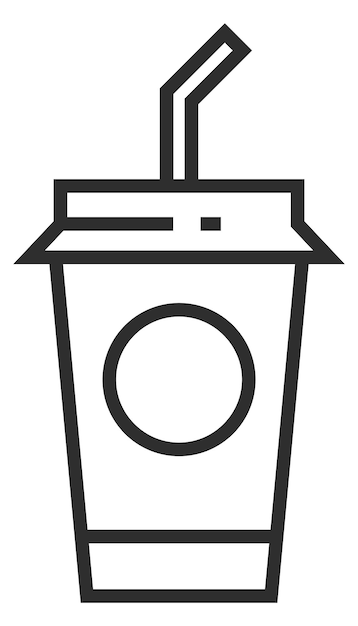 Ícone de copo de plástico bebida para viagem com símbolo de palha