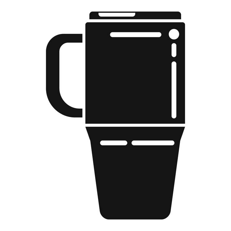 Vetor ícone de copo térmico de aço vetor simples caneca de plástico frasco de viagem