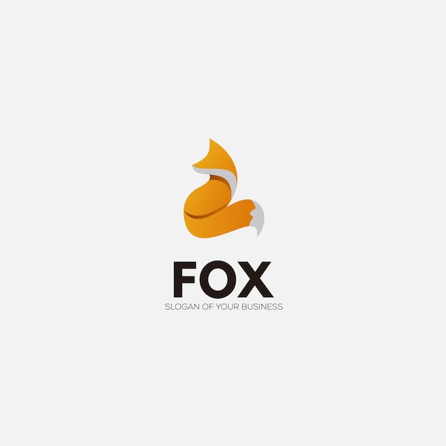 Ícone de cor gradiente de design de logotipo da fox