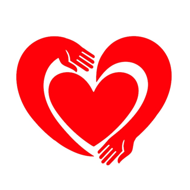Ícone de coração coração abraços logotipo ilustração vetorial