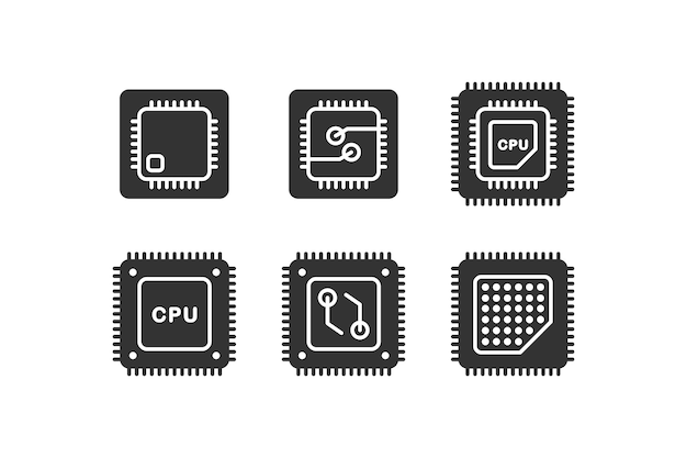 Ícone de cpu chip de processamento central projeto de ilustração vetorial