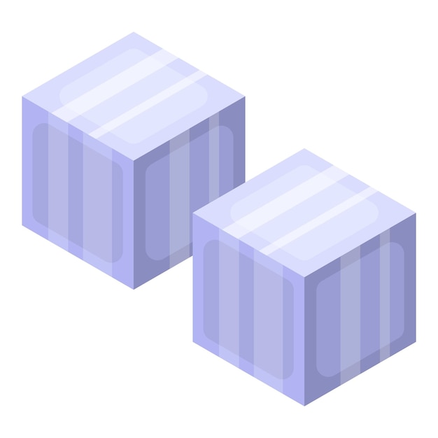 Ícone de cubo de açúcar isométrico do ícone vetorial de cubo de açúcar para web design isolado em fundo branco