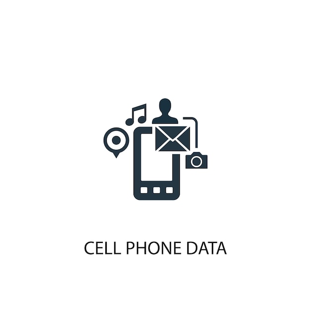 Ícone de dados do telefone celular. ilustração de elemento simples. design de símbolo de dados de telefone celular de big data, coleta de banco de dados. pode ser usado para web e celular.