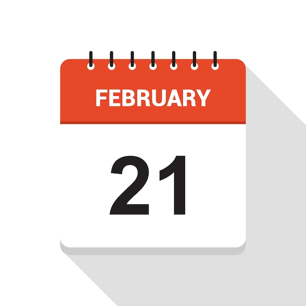 Ícone de data do calendário de 21 de Fevereiro