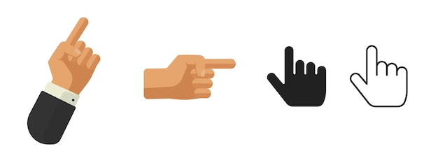 Vetor Ícone de dedo ponteiro de mão pictograma simples gráfico dedo indicador polegar cursor símbolo de glifo da web