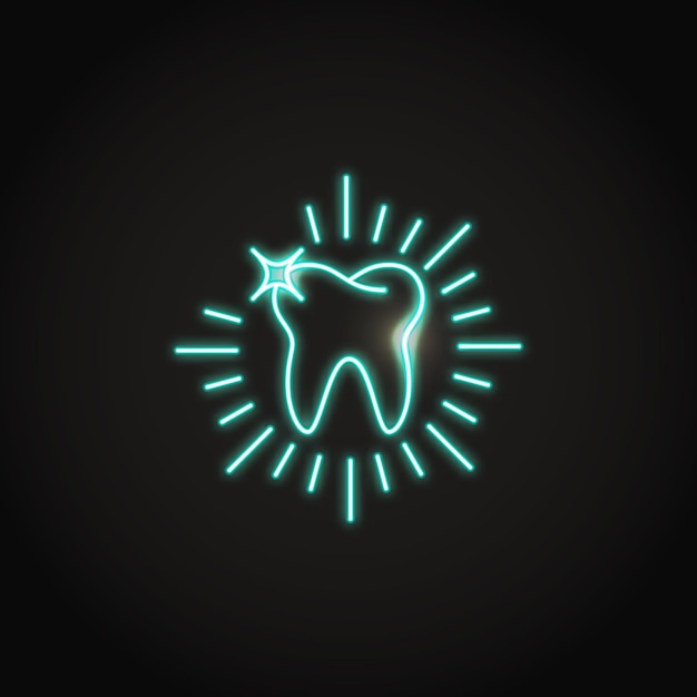 Ícone de dente brilhante de néon
