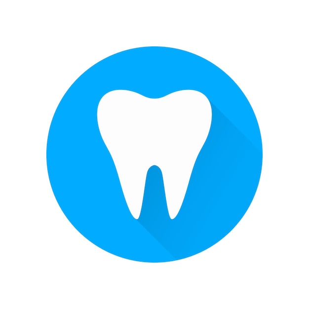 Ícone de dente com sinal de sombra longa para clínica odontológica conceito de Ortodontia