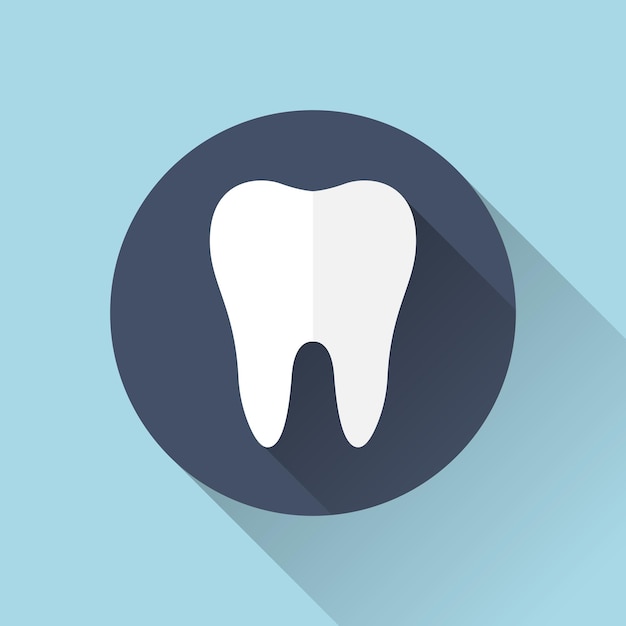 Ícone de dente com sombra design plano ilustração vetorial
