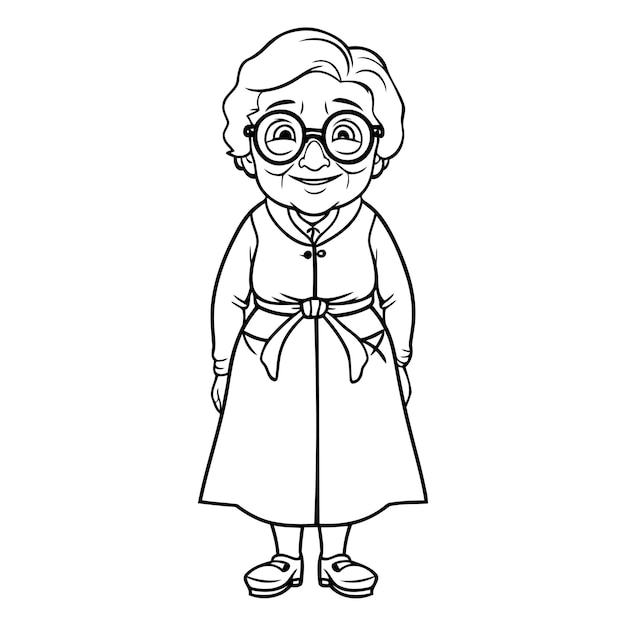 Vetor Ícone de desenho animado da avó membro da família dos avós e tema sênior desenho isolado