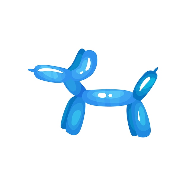 Ícone de desenho animado de balão azul brilhante em forma de cão Animal inflável Design de vetor plano para cartão de saudação ou cartaz de decoração de festas infantis