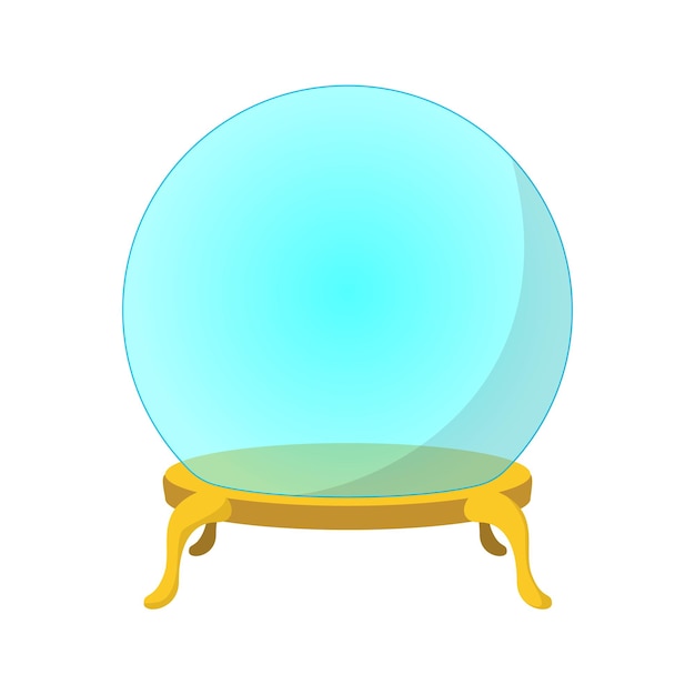 Vetor Ícone de desenho animado de bola de vidro vazio símbolo mágico em um fundo branco