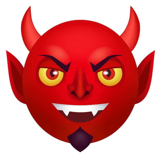 Vetor Ícone de desenho animado de cabeça de diabo mascote de cara de inferno