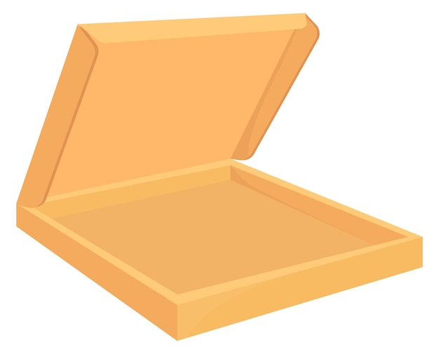 Ícone de desenho animado de caixa de pizza pacote de comida vazio isolado em fundo branco