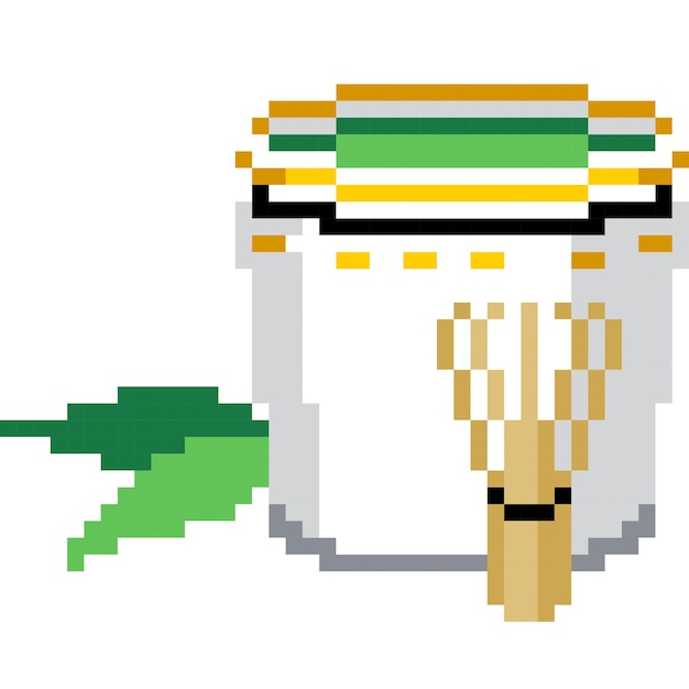 Vetor Ícone de desenho animado de chá verde em pixel stylex9