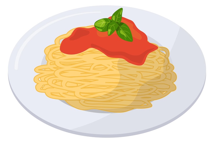 Vetor ícone de desenho animado de prato de macarrão prato de comida italiana