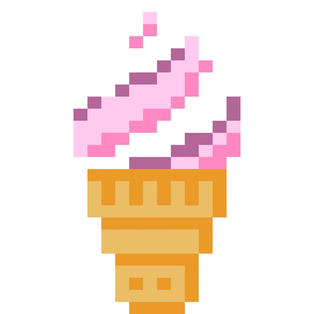 Vetor Ícone de desenho animado de sorvete em estilo pixel