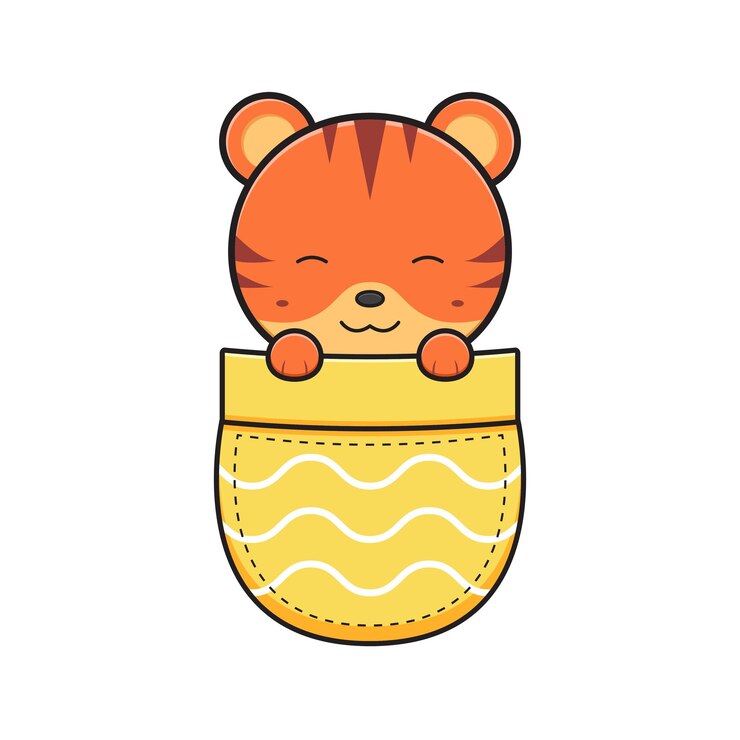 Ícone de desenho animado de um tigre bonito no bolso
