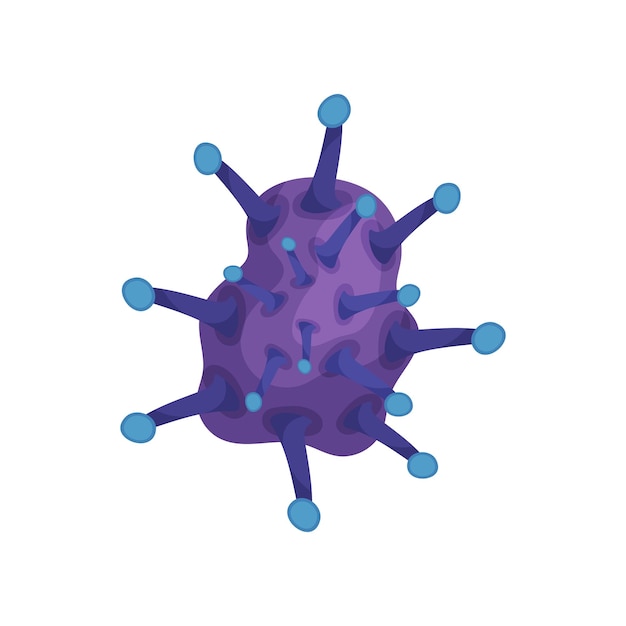 Vetor Ícone de desenho animado do vírus da gripe microrganismo perigoso conceito de doença infecciosa design vetorial plano para pôster infográfico de livro educacional ou folheto médico