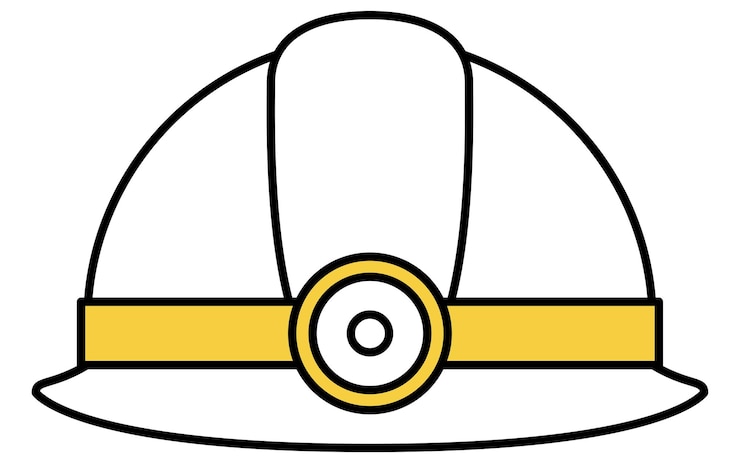 Vetor ícone de desenho de linha simples de capacete de kit de emergência com farol