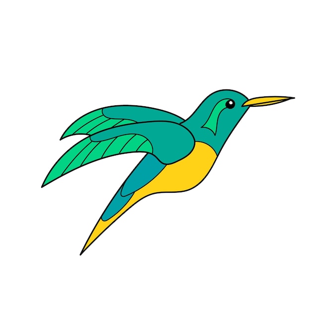 Ícone de desenho simples. com pequeno colibri engraçado.