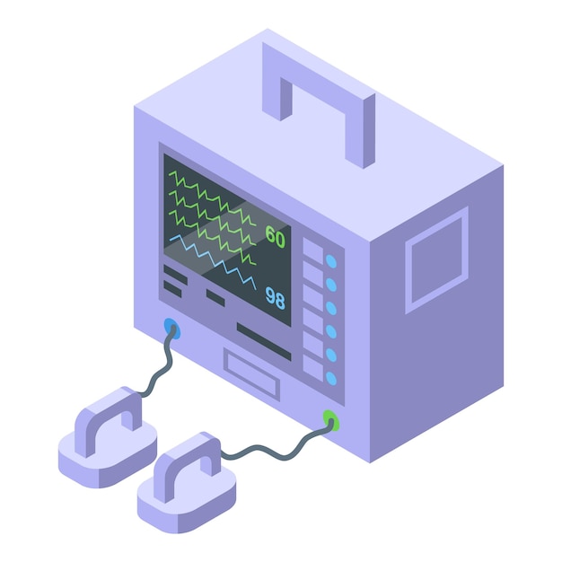 Vetor Ícone de desfibrilador de arritmia vetor isométrico dispositivo marca-passo emergência cardíaca