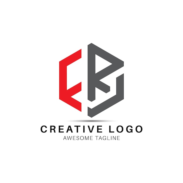 Vetor Ícone de design de logotipo criativo de forma de polígono de letra frj