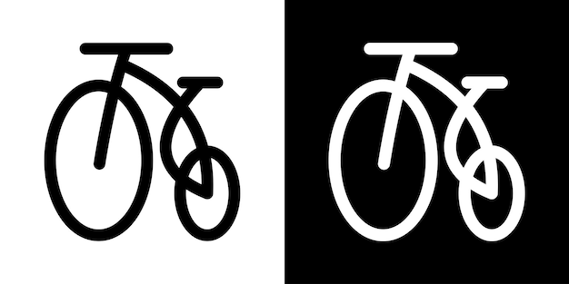 Ícone de design de logotipo de bicicleta ilustração vetorial fundo preto e branco