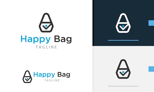 Vetor Ícone de design de logotipo de bolsa de mulher geométrica com design de pessoas felizes para moda ou roupas