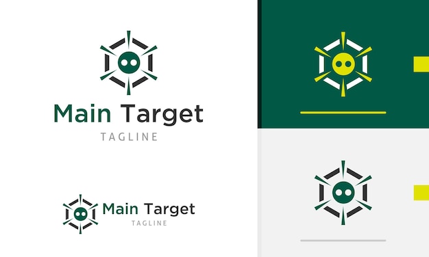 Ícone de design de logotipo de geometria moderna caixa retangular forma hexagonal vista visando cara de agente espião homem