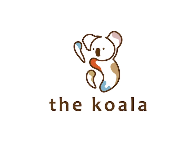 Vetor Ícone de design de logotipo de koala preguiçoso