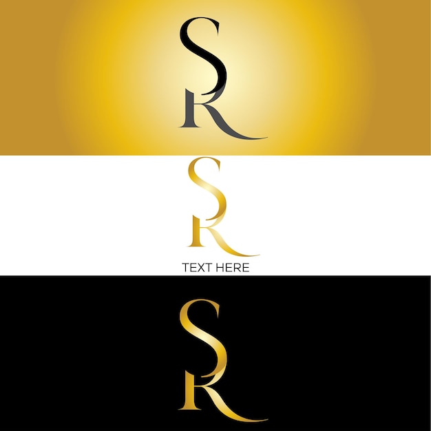 Vetor Ícone de design de logotipo de letra inicial sr, criativo, preto, símbolo