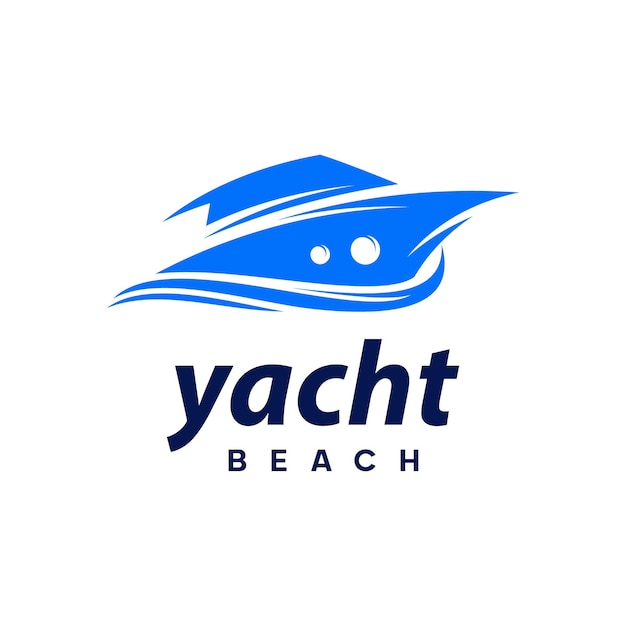 Vetor Ícone de design de logotipo de linha de praia rápida de iate