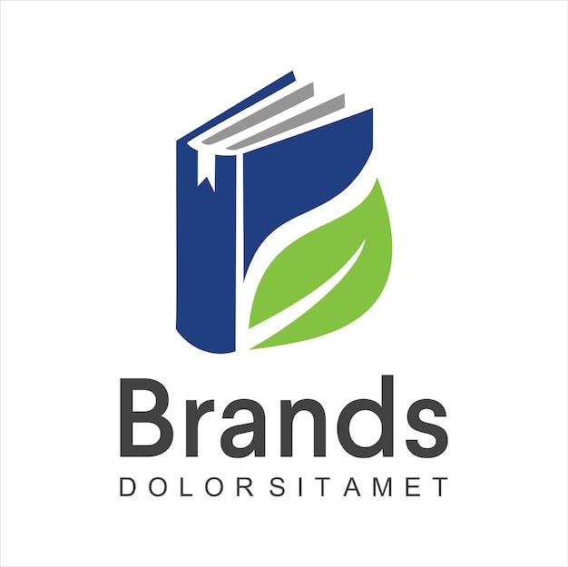 Ícone de design de logotipo de livro de folha verde