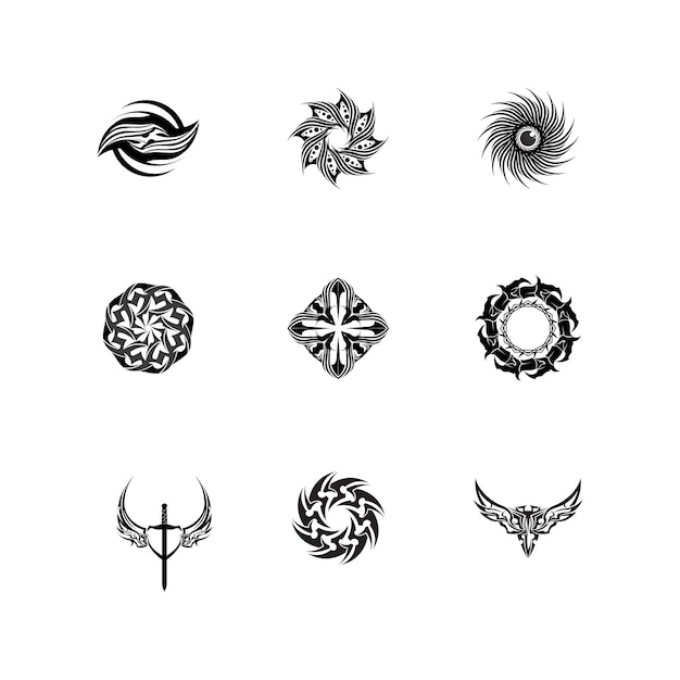Ícone de design de logotipo de vetor tribal preto e sinal tribal